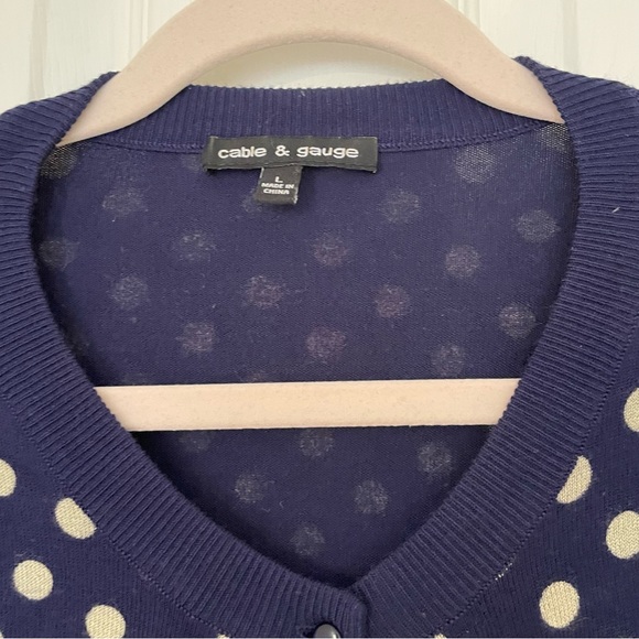 Navy Blue Polka Dot Cardigan - Picture 3 of 3